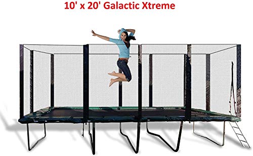 Galactic Xtreme Gymnastic Rectangle Trampoline with Safety Net Black and Green