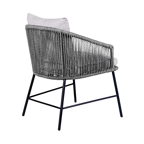 Armen Living Koala and Calica 5 Piece Dining Set Dark Eucalyptus and Grey Rope