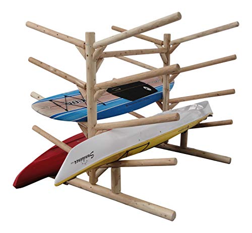 Log Kayak Rack 10-Place Kayak Rack Natural