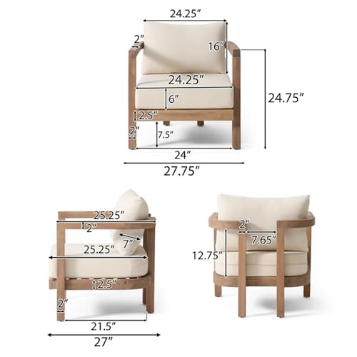 Merax 5-Piece Outdoor Acacia Wood Patio Furniture Set Beige
