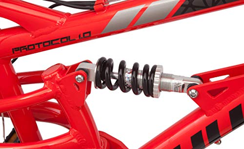 Schwinn Protocol 1.0 Mountain Bike 26-Inch Wheels Full Suspension Red/Blue
