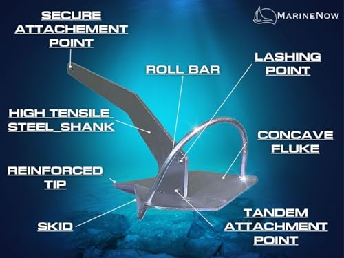 MarineNow Galvanized Shovel Scoop Style Anchor with Roll Bar Silver 55 kg
