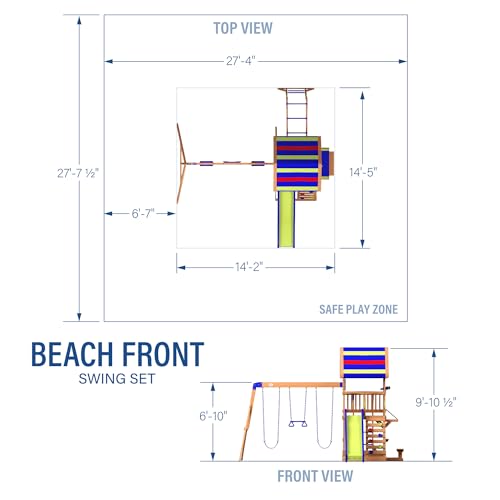 Backyard Discovery Beach Front Cedar Swing Set with Monkey Bars Multicolor