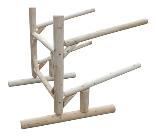 Log Kayak Rack Freestanding 2-Place Storage System Unfinished