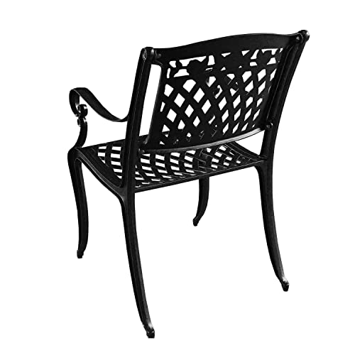 Oakland Living Modern Ornate Outdoor Mesh Aluminum 59-in Black Round Patio Dining Set with Lazy Susan and Six Chairs