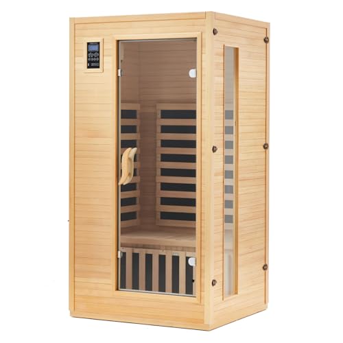 PioneerWorks 1 or 2 Person Low EMF Infrared Sauna Wood Color