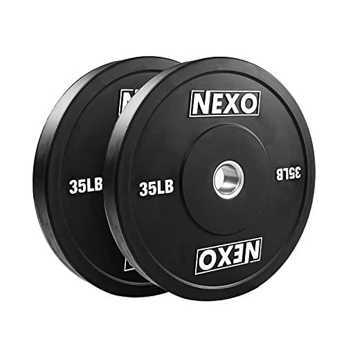 NEXO Fitness Bumper Plate Set - Premium Matte Black Finish - Cross Training Weight Plates
