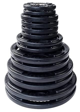 French Fitness Olympic Weight Plate Set 350 lbs Rubber Grip