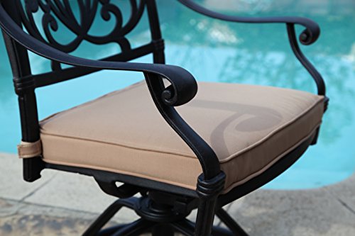 GrandPatioFurniture.com CBM Elisabeth Collection Cast Aluminum 9 Piece Dining Set with 8 Swivel Rockers Black Brown