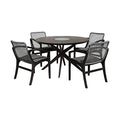 Armen Living Sachi and Brighton 5 Piece Dining Set Dark Eucalyptus and Grey Rope