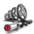 XMark Olympic Curl Bar Set 95 lb BLACK DIAMOND Plates Rubber Coated EZ Curl Bar Black
