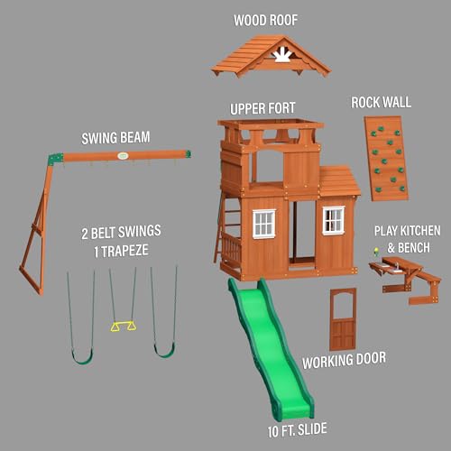 Backyard Discovery Shenandoah Cedar Playset Swing Set Brown
