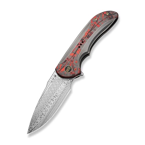 WE Knife Polished Gray Titanium Handle with Lava Flow Fat Carbon Fiber Inlay Black