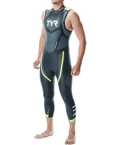 TYR Men Cat 5 Sleeveless Wetsuit Black/Grn/Yellow