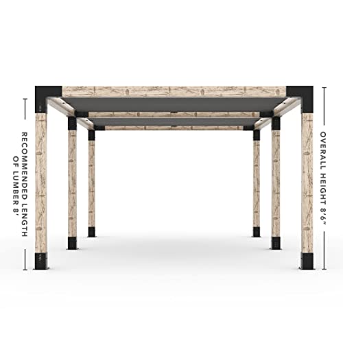 TOJAGRID Double Pergola Kit with 2 Shade Sails for 6x6 Wood Posts Graphite