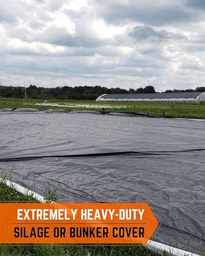 Farm Plastic Supply String Reinforced Silage Cover Black/White 6 Mil 66' x 50'