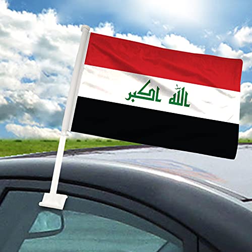 BANNER BUZZ MAKE IT VISIBLE Iraq Car Flag Window Clip 18” X 12” Double-Sided Printing Pack of 100