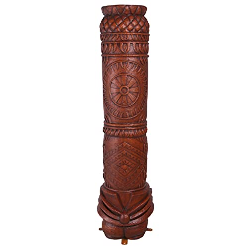 Design Toscano S/2 Grand Island Tiki Totem Statues Faux Woodtone Finish