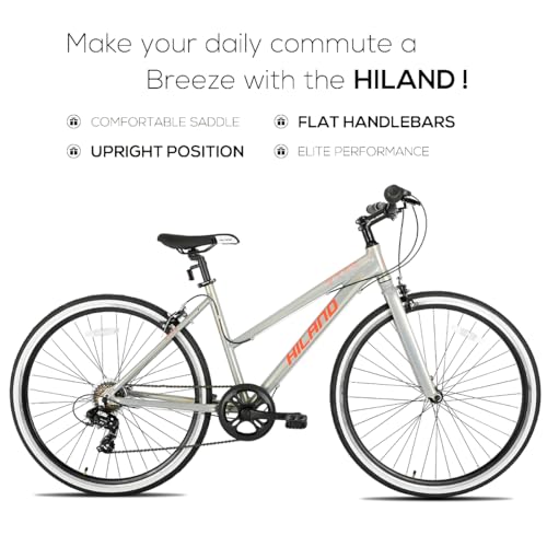 HH HILAND Hiland Hybrid Bike Shimano Drivetrain 7 Speeds 700C Wheels Silver