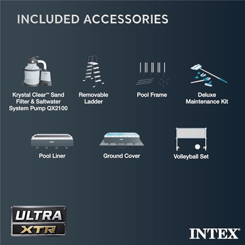 Intex Ultra XTR Deluxe Rectangular Above Ground Pool Set 24ft x 12ft x 52in Gray
