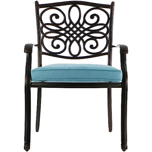 Hanover Traditions 9-Piece Outdoor Dining Set with Blue Cushions