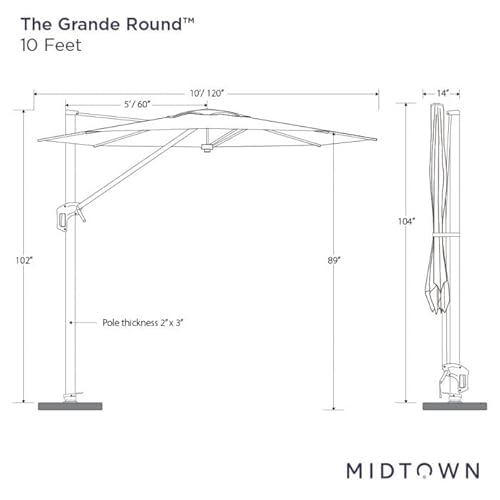 Midtown Umbrellas 10 Ft Outdoor Cantilever Patio Umbrella Black Frame Sunbrella Macaw