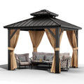 Euker 10x10 FT Outdoor Hardtop Gazebo Brown