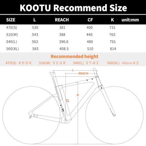 KOOTU Carbon Gravel Road Bike Shimano 105 R7000 22S Disc Brake Black