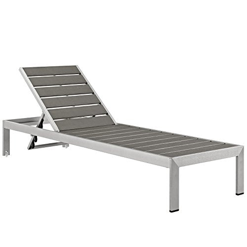 Modway Shore Aluminum Outdoor Patio Poolside Chaise Lounge Chairs Grey