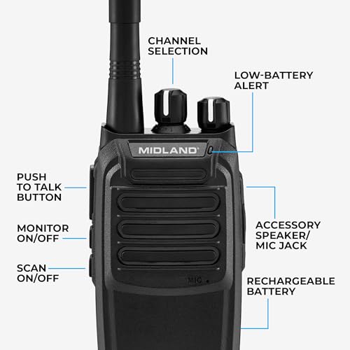Midland BR200X6BGC 2W 16-Channel Portable Two-Way Radio Black