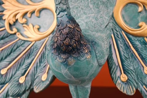 FENGSHUI-CAISHEN Pure Copper Peacock Statue Blue