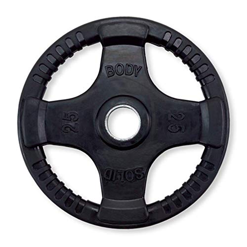 Body-Solid Quad Grip Design Rubber Plate Olympic Weight Plates 255lbs Set Black