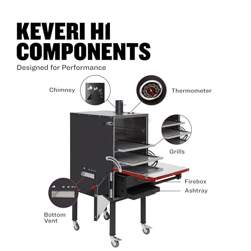 Keveri Multi-Purpose Charcoal Oven Outdoor Grill Red Medium Rare