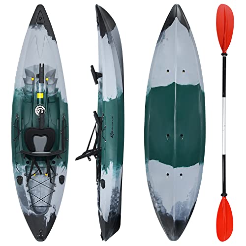 GLOBALWAY 9.7FT Sit-On-Top Fishing Kayak with Paddle & Rod Holders Gray + Green