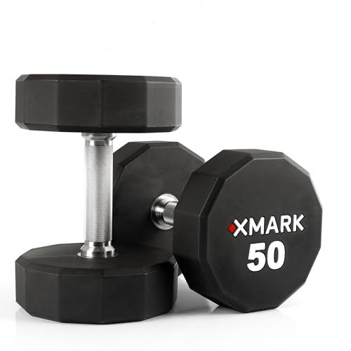 XMark Urethane 12-Sided Dumbbell Set with Rack 550 lb