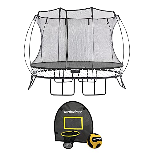 Springfree Medium Oval Trampoline 8x11 Ft + FlexrHoop Bundle Black