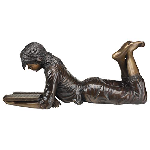 Design Toscano Young Scholar Reading Girl Bronze Garden Statue Bronze