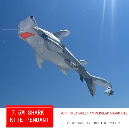 Yingfeida HFLY 7.5m Hammerhead Shark Kite Ripstop Nylon Grey