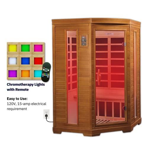 DYNAMIC SAUNAS Hemming 2 Person Infrared Corner Sauna Dark Honey Stain