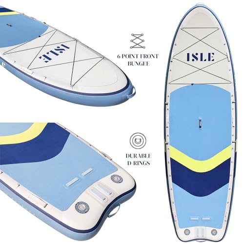 ISLE Surf and SUP Megalodon Inflatable Paddle Board Bundle Slate/Lumin/Navy 15'