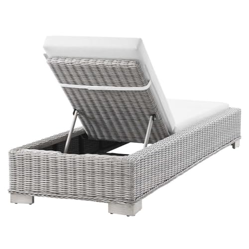 Modway Conway Outdoor Patio Wicker Rattan Chaise Lounge Light Gray White