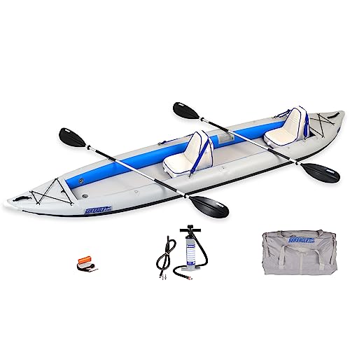 Sea Eagle 465 FastTrack Inflatable Kayak Deluxe 2 Person Package Blue/Gray