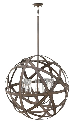 Hinkley Carson Collection Five Light 12V LED Outdoor Medium Orb Pendant Vintage Iron