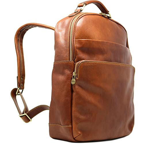 Floto Corsica Italian Leather Laptop Backpack Tobacco Brown