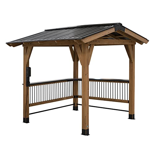 Backyard Discovery Granada 10' x 9' Cedar Wood BBQ Grill Gazebo Pavilion Light Brown