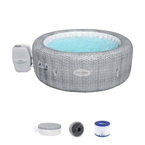 Bestway SaluSpa Honolulu AirJet Inflatable Hot Tub Gray Wicker Print