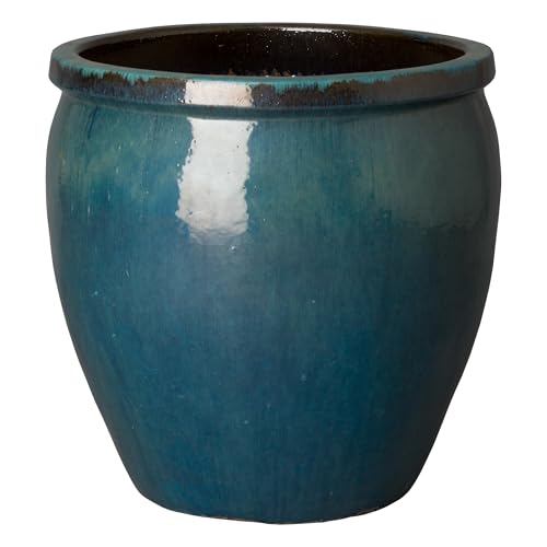 Emissary Teal Stoneware Round Planter 26in x 26in