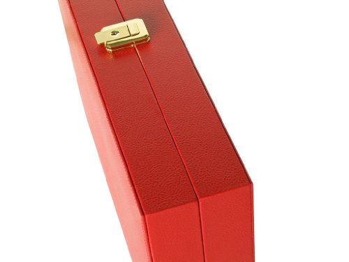 Zaza & Sacci Backgammon Board Game Set 16" Leather/Microfiber Case Red