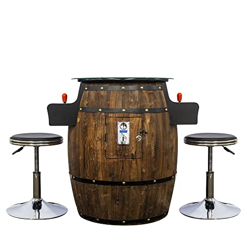 Creative Outdoor Distributor Wine Barrel Pub Arcade Machine 2 Player 412 Games Woodgrain