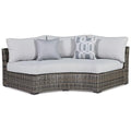 Benzara Mita 86 Inch Outdoor Loveseat with Pillows Gray Beige Black